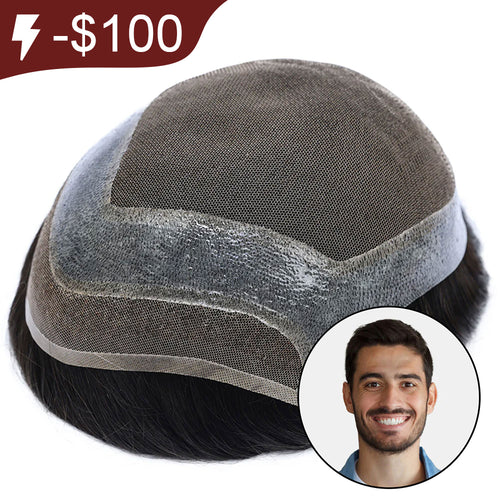 Men Hair System Poet|Lace front with Lace Center PU around Base