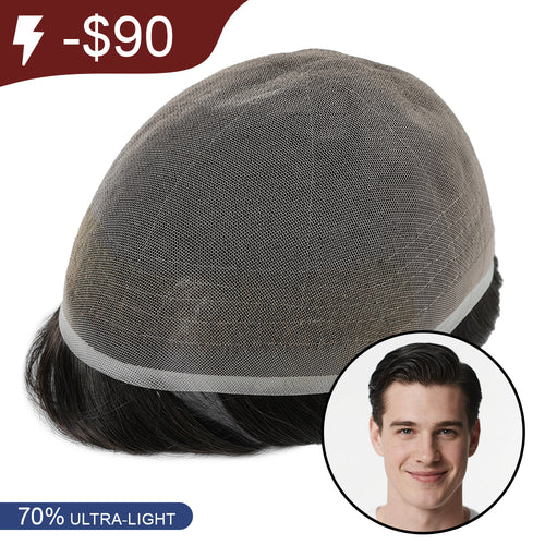 70% Ultra-light Density Ace Full french lace Men hair system